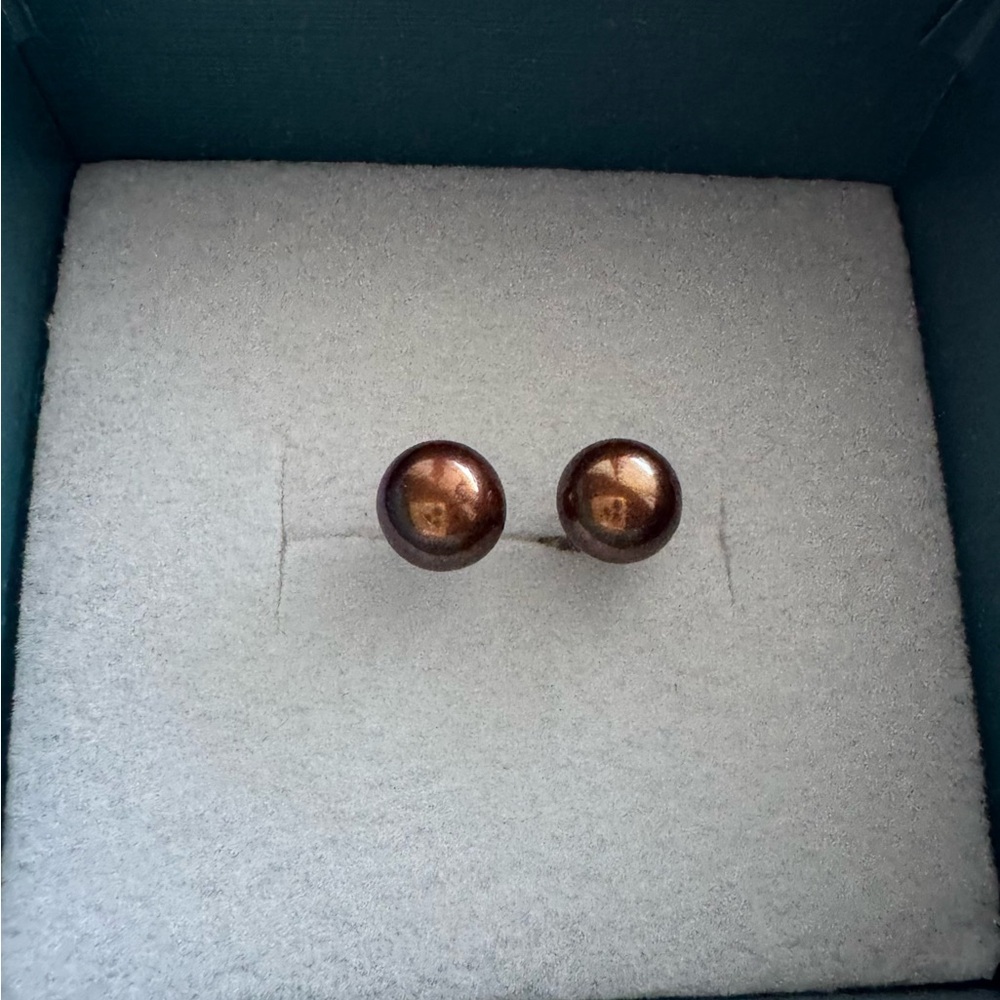 Vintage Chocolate Pearl Sterling Silver Stud Earrings